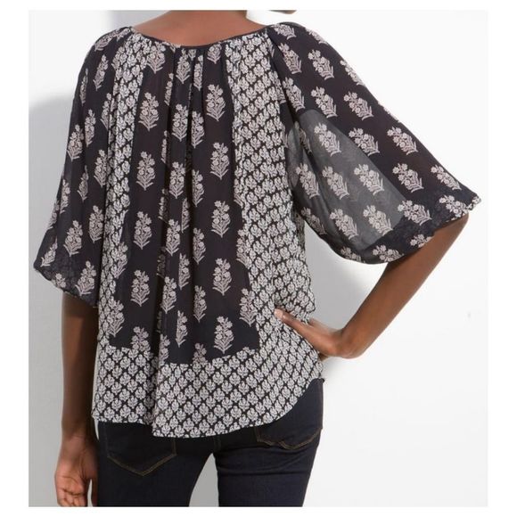 SOLD!!  JOIE Corbelle Printed Silk Peasant Blouse - Picture 4 of 8